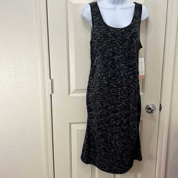 Liz Lang Maternity For Target Medium Black White Ebony Space Dye Midi Dress New - Picture 2 of 8